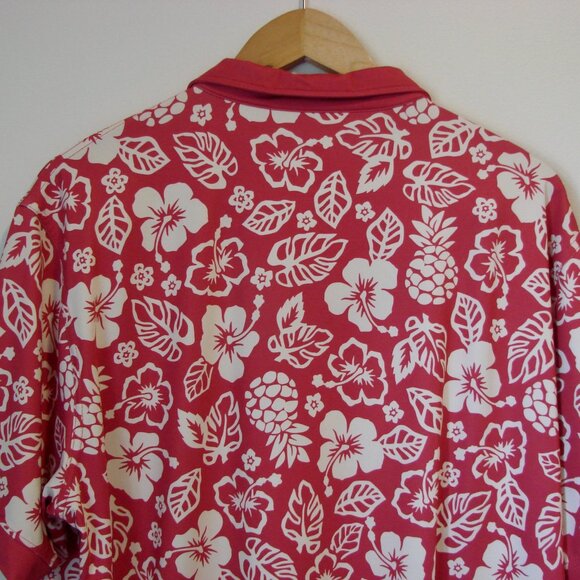 Rolo Golf Polo Shirt Raspberry Hawaiian Floral Print Short Sleeve Size XXL - Picture 9 of 12